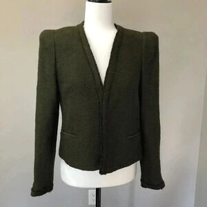Zara Open Front Crop Blazer Green